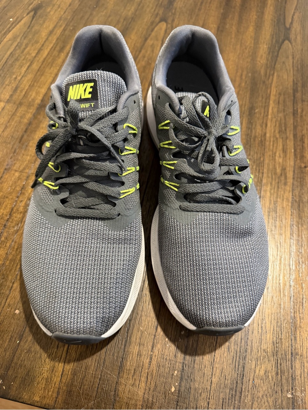 Nike Men's Swift Running Shoes - Gray with Neon Yellow Accents
